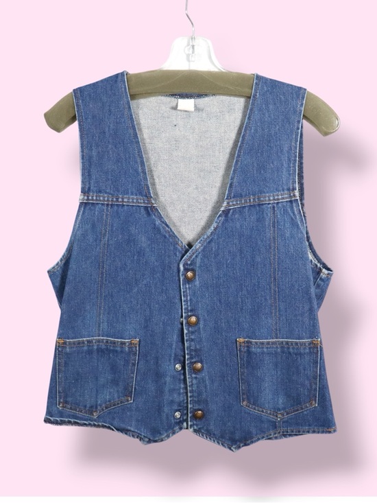 Jackets & Blazers - Vintage Style Denim Vest Women’s Medium Blue Jean Button Front Western Top